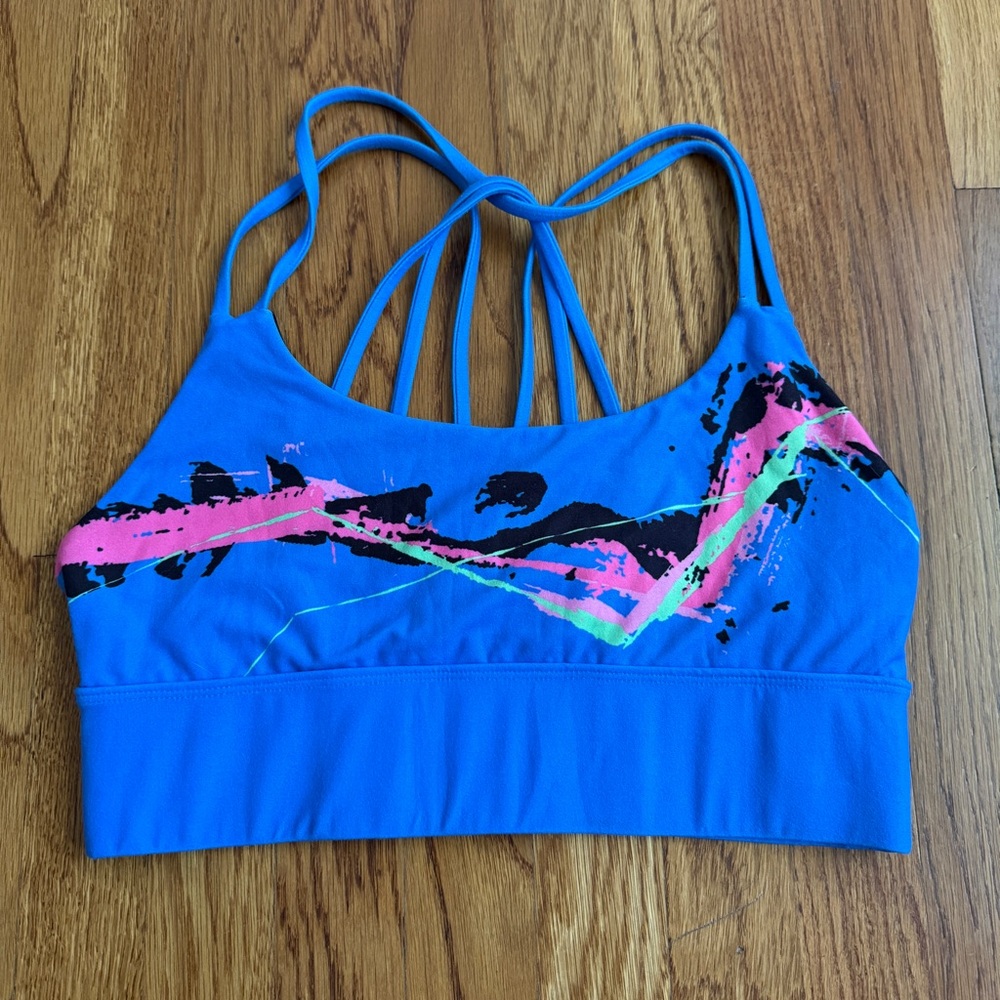 Slunks blue and pink athletic beach sports bra Medium